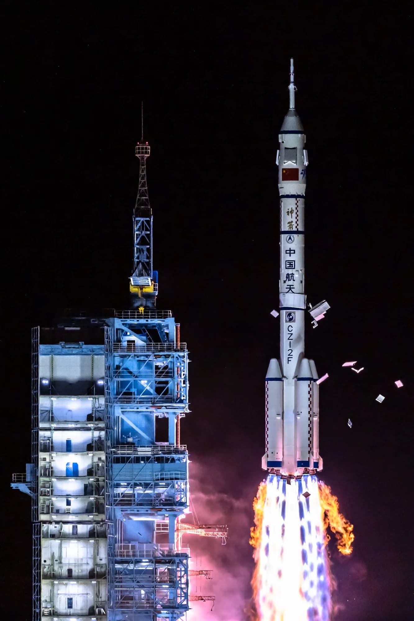 Shenzhou 13 lifting off on a Long March launch vehicle
